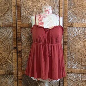 TORRID Women's Rust/Burnt Orange Ruffle babydoll top Size 1 (XL) GUC